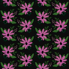 Fototapeta na wymiar Floral simple seamless flower and polka dots pattern for wrapping and kids clothes print and accessories and fabrics