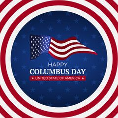 Columbus day united state of america with flag