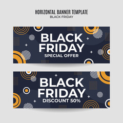 Naklejka premium Black Friday sale banner. Social media vector illustration template for website and mobile website development, email and newsletter design, marketing material.