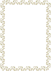 Rectangle watercolor frame with leaves. Hand-painted vertical (or horizontal) frame with blades of grass for instagram, postcard, business card, invitation. Hand drawn watercolor ornament.