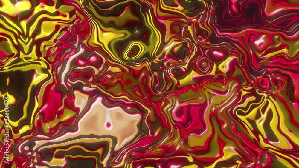 Poster abstract fluid background with beautiful wavy glass surface of red and yellow paints. motion. gradie