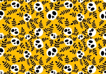 Cartoon doodle seamless Halloween skulls pattern for wrapping paper and clothes print and kids accessories