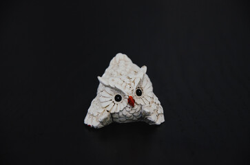 White owl Ceramic miniature figurine