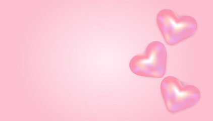 Pastel Pink Shiny Hearts Blank Background Illustration for Banner