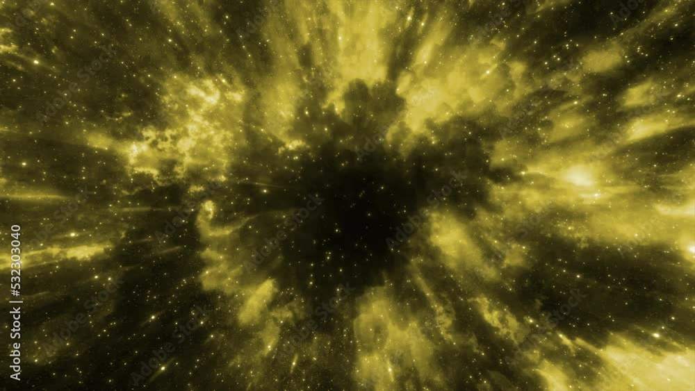 Aufkleber yellow and red background. motion. light streams of light in space with white stars on a black backg