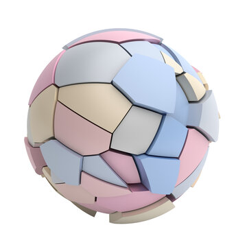 Broken colorful sphere, 3d render