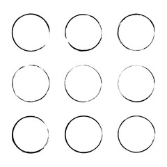 grunge circles. Trendy design. Circle frame set. Round shape. Vector illustration. stock image. 
