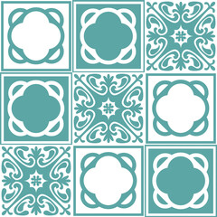 Talavera spanish ceramic tiles for wall decoration, azulejo pattern vector illustration for design