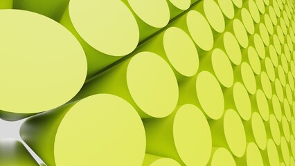Abstract background with yellow cylinders under white background. 3D high quality rendering. 3D illustration. 3D CG.