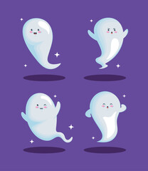 four halloween ghosts characters