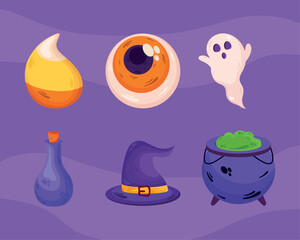 six halloween celebration icons
