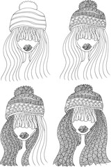 Black and white beauty hair mandala pattern design vector drawing
