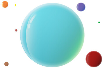 Realistic multicolored soap bubbles on a white isolated background.