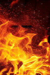 artistic fire background with sparkles
