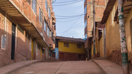 Dead end street, buildings and homes, Cusco Peru