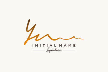 Obraz premium Initial YN signature logo template vector. Hand drawn Calligraphy lettering Vector illustration.