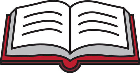 Red book opened icon. isometric of red book vector icon for web design isolated on white background.