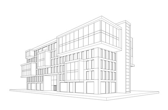 Modern architecture vector 3d illustration