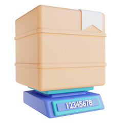 3D illustration packing box weighing scale