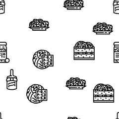 cabbage white green vegetable vector seamless pattern thin line illustration