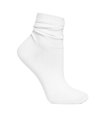 Textile sock isolated on white. Footwear accessory