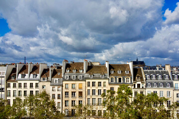 France, Paris. Houses facing Beaubourg, Centre Pompidou square
