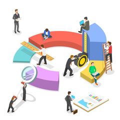 Data analysis flat isometric  concept.