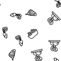 radish food organic vegetable vector seamless pattern thin line illustration