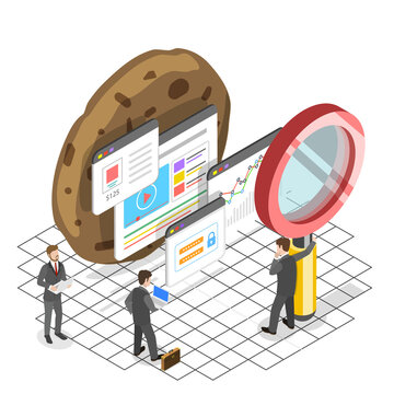 Web cookie tracking flat isometric  concept.