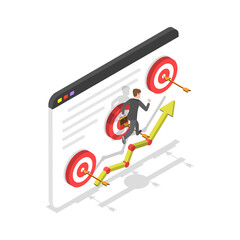 Steps to goal isometric flat  concept.