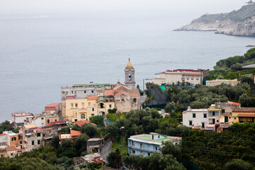 Fototapeta na wymiar Italy, Sorrento, Amalfi Coast. The town of Massa Lubrense as seen from above.