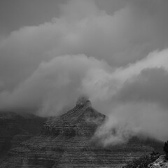 Clouds Waft Over Pyramid in Grand Canyon