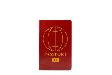 Small red passport isolated on white background