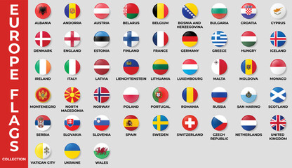 Europe flags circle button