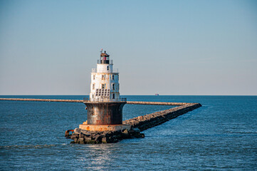 Passing The Harbor of Refuge Lighthouse on the Ferry, Delaware USA, Delaware
