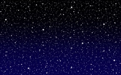 濃紺の夜空に星と雪