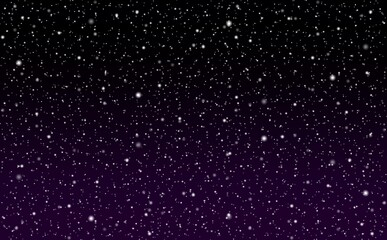 紫がかった夜空に星と雪