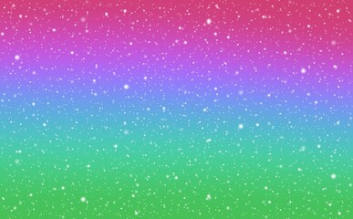 カラフルなグラデーションに星と雪