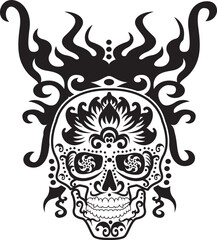 Hand drawn of Skull tattoo 