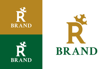 Letter R logo design combined with crown