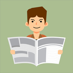 a man reading newspaper illustration vector