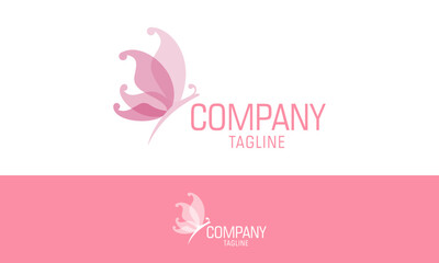 Pink Color Beautiful Butterfly Logo Design