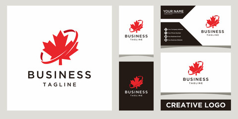 maple leaf logo design vector template with business card design