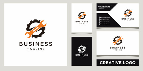 Repair Service Tools Logo design template with business card design