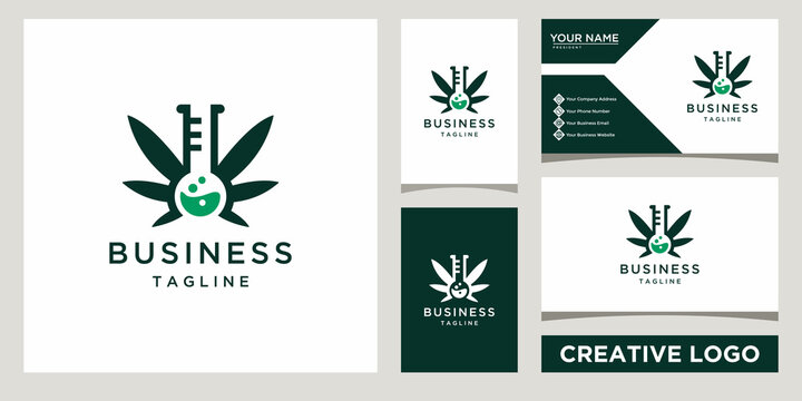 Cannabis Lab Logo Design Template With Business Card Design