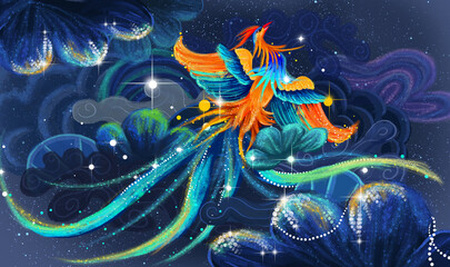 Chinese wind crane illustration background