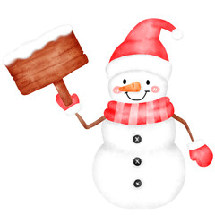 Christmas Snowman Watercolor