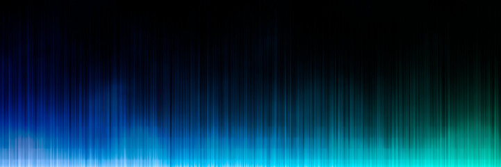 Banner with an abstract digital sound wave with a gradient of blue and turquoise on a black background. Beautiful illustration