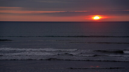 Sunset over the beach in Canoa, Ecuador