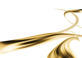ゴールドメタリックなクールな光沢のある立体的な波線